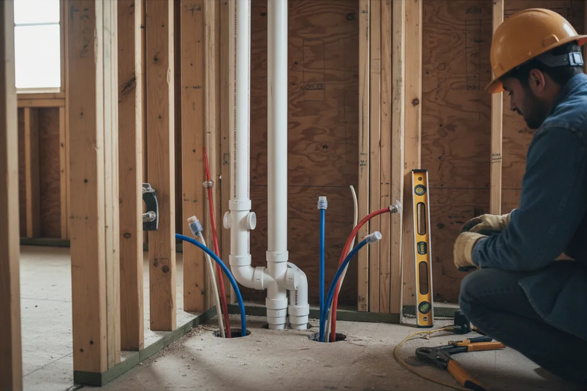 Drain and supply rough-in during Toilet Repair and Installation in Lindenhurst
